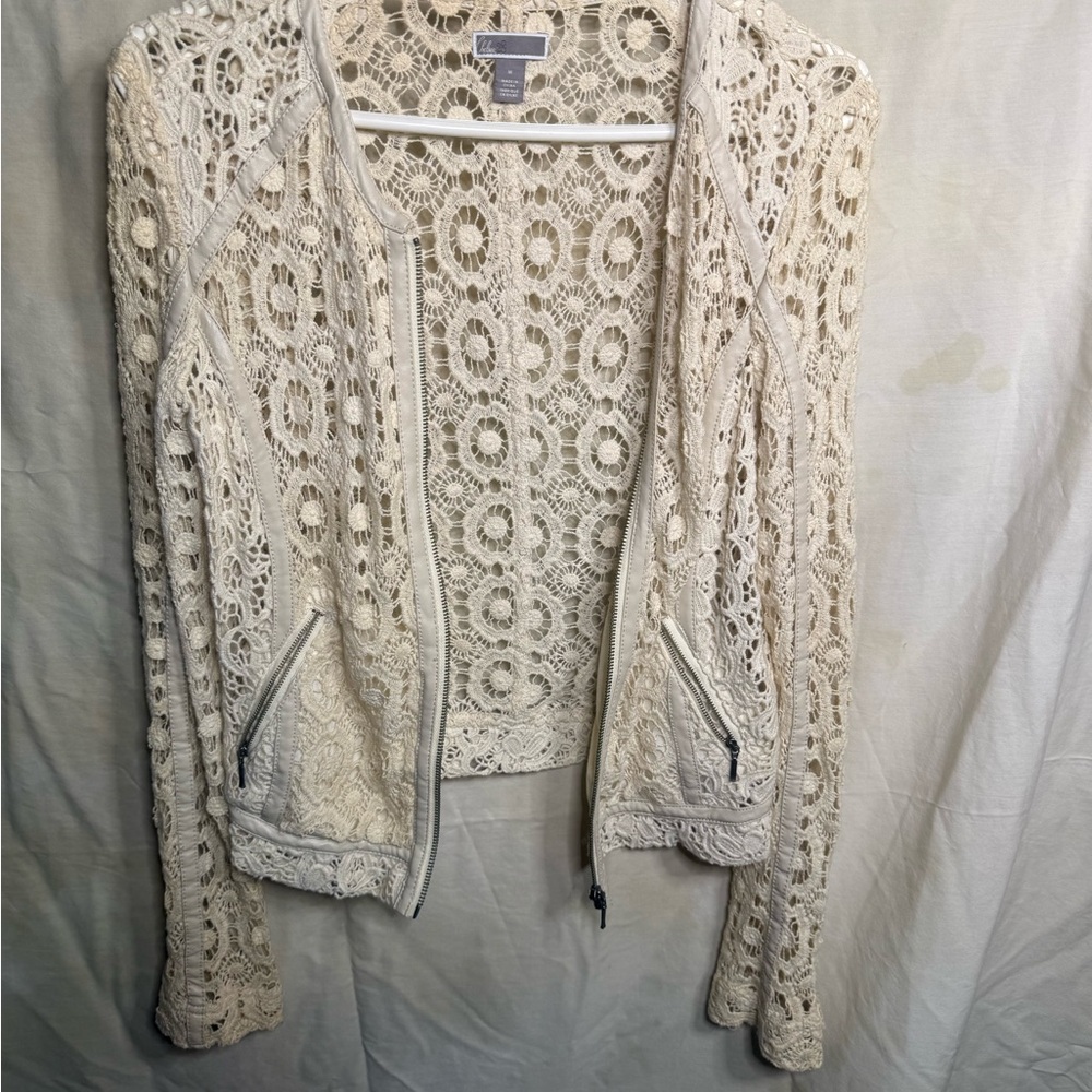 Chelsea28 Beige Lace Cardigan